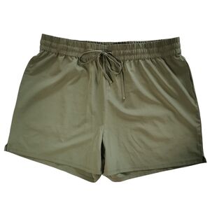 D&Co Beach Army Green Super High Rise 4-1/4" Lined Swim Shorts - Sz L